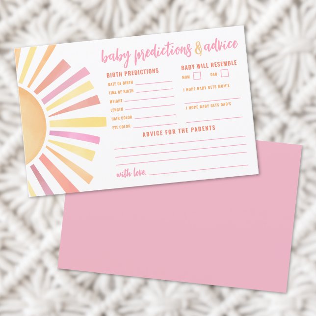 Carte Sunshine Conseils Prédictions Baby shower Su (Sunshine Advice Predictions Card Sun Baby Shower)