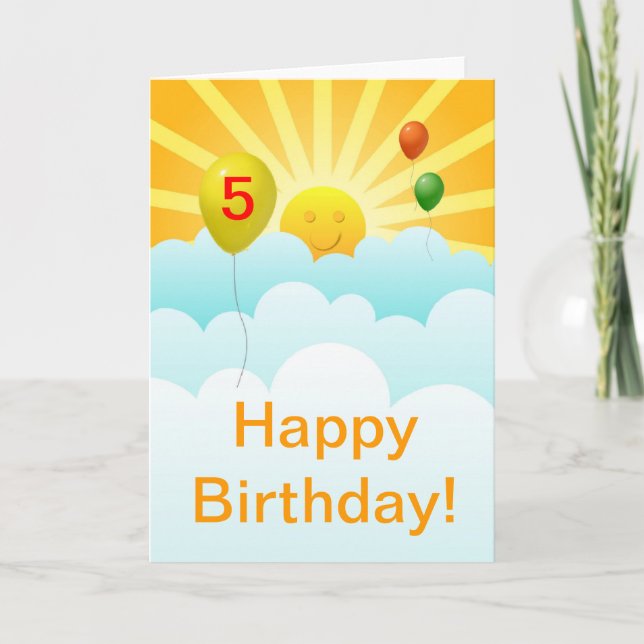 Carte Sunshine Happy Face et Ballons Anniversaire de l'â (Devant)
