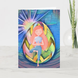Carte Sunshine Oeuf de Pâques, Yoga Girl Joyeux Annivers