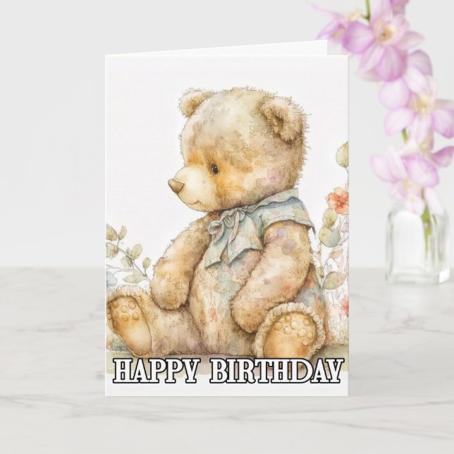 Carte Super adorable petit ours en peluche (Orchidée)