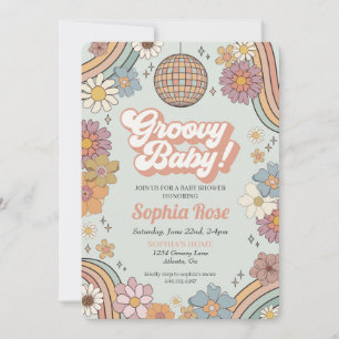 Carte Super Baby shower floral, les années 70 thème rétr
