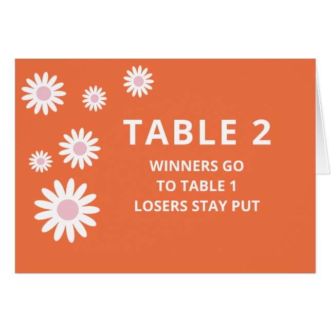 Carte super de table Bunco Orange pour le tableau  (Devant Horizontal)