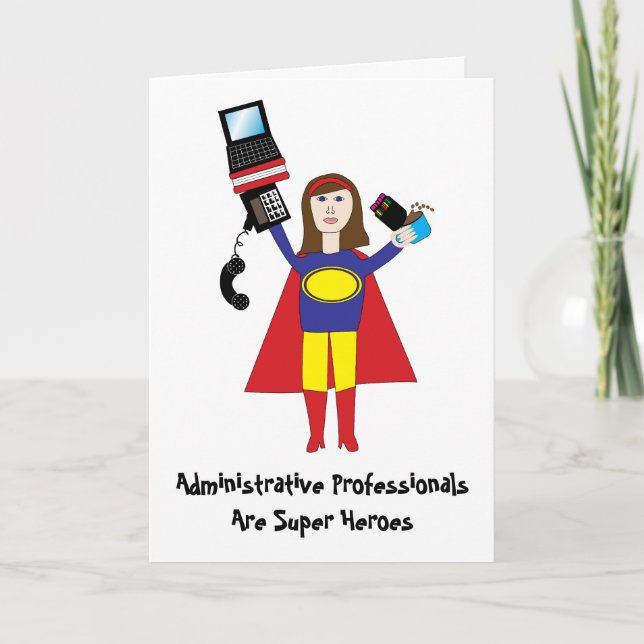 Carte Super héros professionnel administratif (Brunette) (Devant)