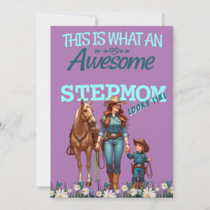 Carte Super Maman de substitution Cowgirl Fête des mères