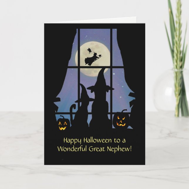 Carte Super Nephew Happy Halloween mignon chien et chat (Devant)