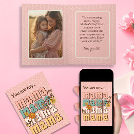 Carte Super personnalisé Mama blush avec photo pliée