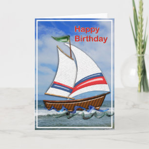 Carte Super voilier en haute mer Anniversaire