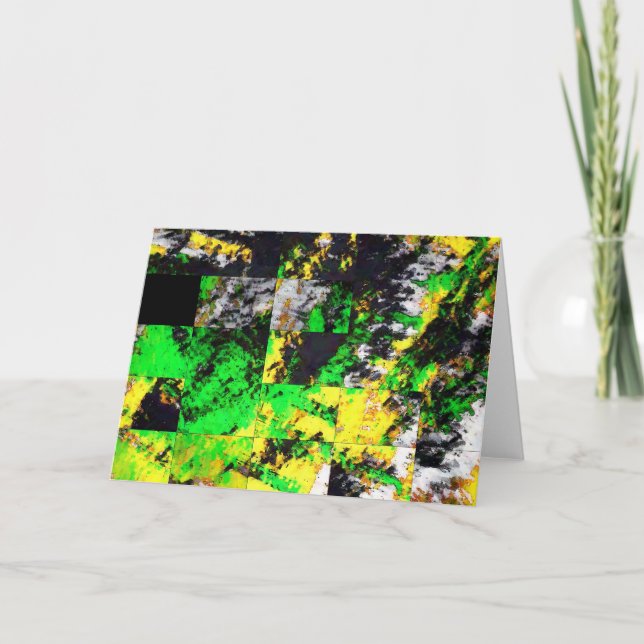 Carte Superbe Artwork Abstrait Jaune Vert (Devant)