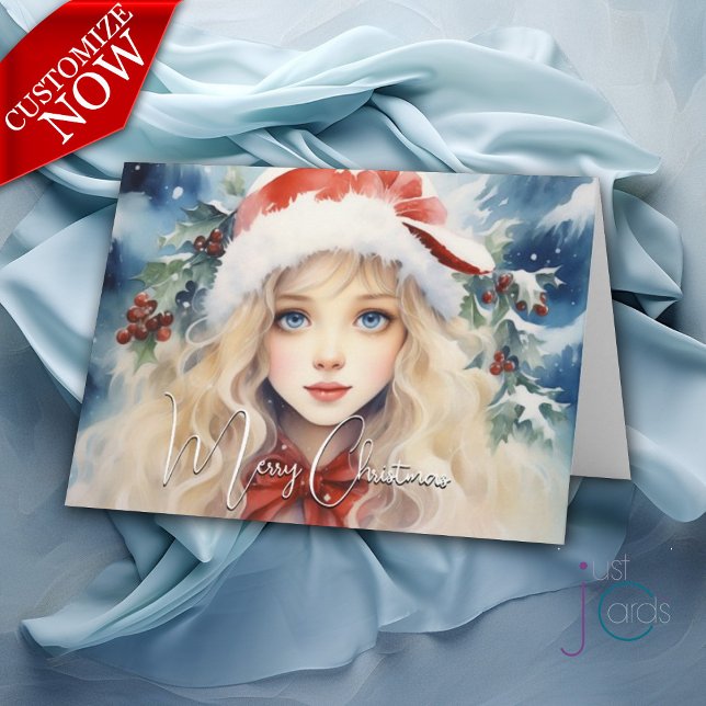 Carte Superbe Noël Ice Princess Holiday (Customizable text)
