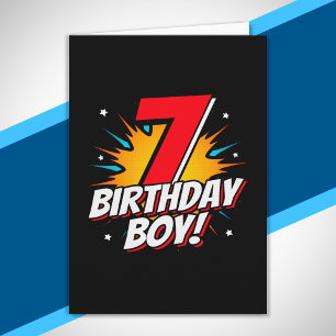 Carte Superhero Birthday Boy - 7 Year old - 7th Birthday