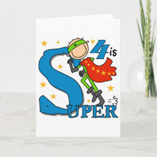 Carte Superhero Boy 4th Birthday Tshirts et cadeaux