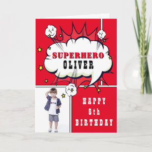 Carte Superhero Comic Speech Bubble Boy Birthday Photo