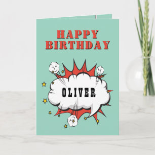 Carte Superhero Comic Speech Bubble Boy Joyeux anniversa