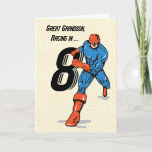 Carte Superhero du 8e anniversaire de Great Grandson