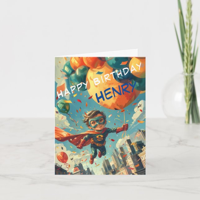 Carte Superhero Happy Birthday Design pour enfants (Devant)