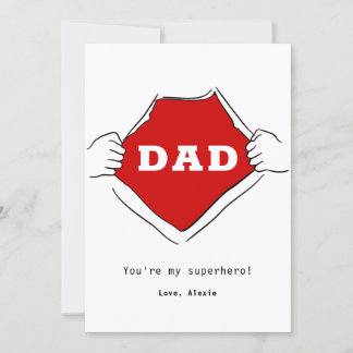 Carte Superhero père pères mignon rouge
