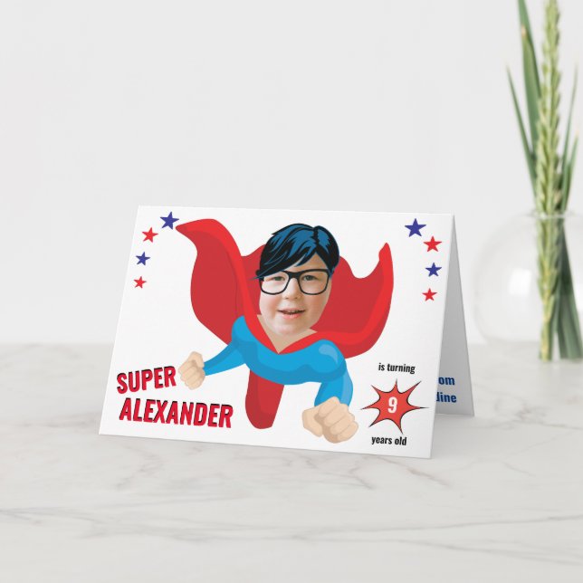 Carte Superhero volant garçon merveilleux amusement cade (Devant)