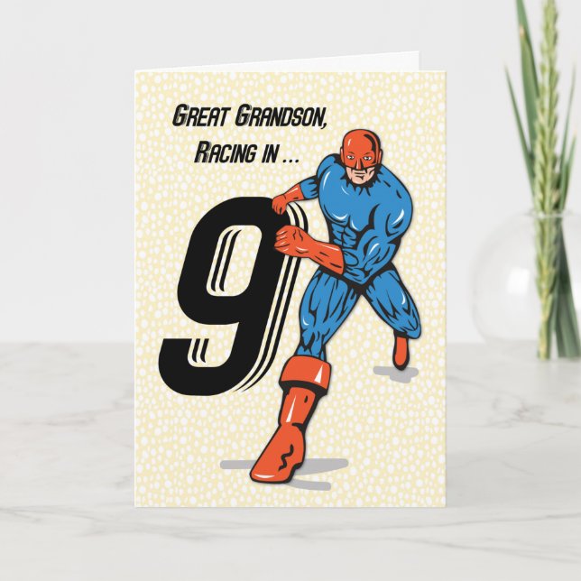 Carte Superhéros du 9e anniversaire Great Grandson (Devant)