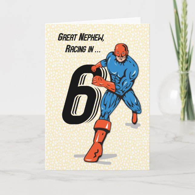 Carte Superhéros du grand neveu 6ème anniversaire (Devant)