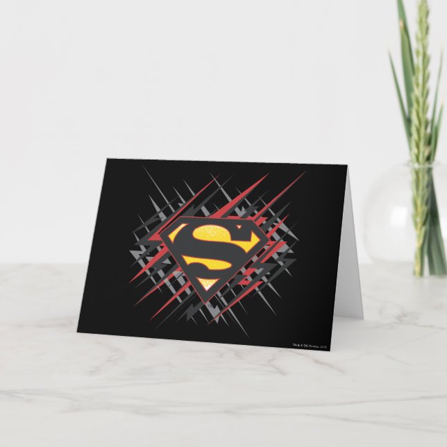 Carte Superman Stylisé | Logo des frappes noires et roug (Devant)