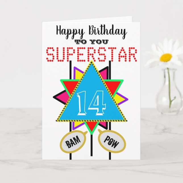 Carte Superstar 14th Birthday Blue Edit AGE (Petite plante)