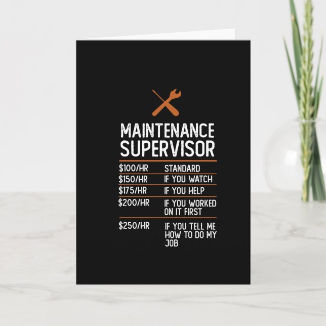 Carte superviseur de maintenance emploi drôle Cadeau Idé (Devant)