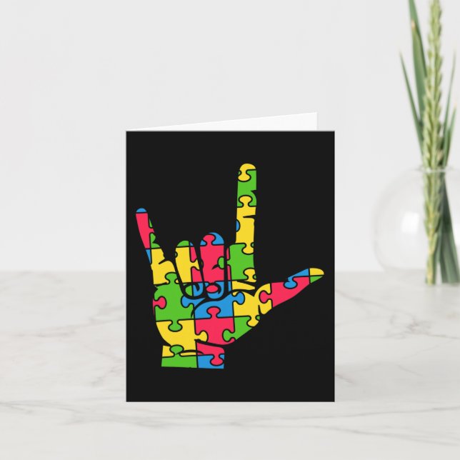 Carte Support Autism Love Sign Language (Devant)