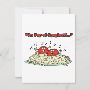 Carte sur le dessus de spaghetti chantant des boules de