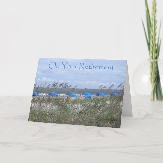 Carte Sur votre médecin de retraite - Plage et parapluie (Devant)