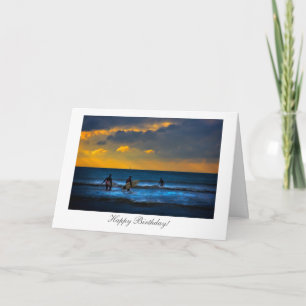 Carte Surf au coucher du soleil - Joyeux anniversaire