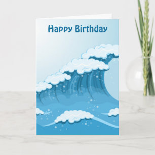 Carte Surf Blue Wave et anniversaire Ocean