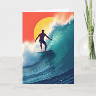 Carte Surfer au coucher du soleil Anniversaire