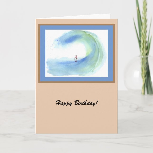 Carte Surfer avec Wave Watercolor 2 personnalisable (Devant)