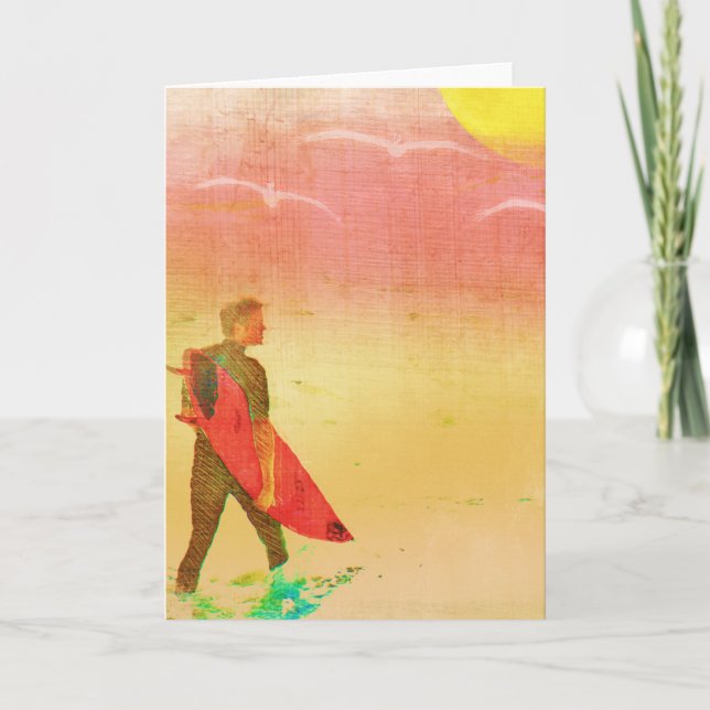 Carte Surfer Dude - Style Poster vintage (Devant)