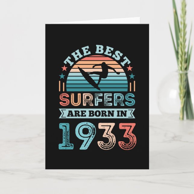 Carte Surfeurs nés 1933 90e anniversaire surf cadeau (Devant)