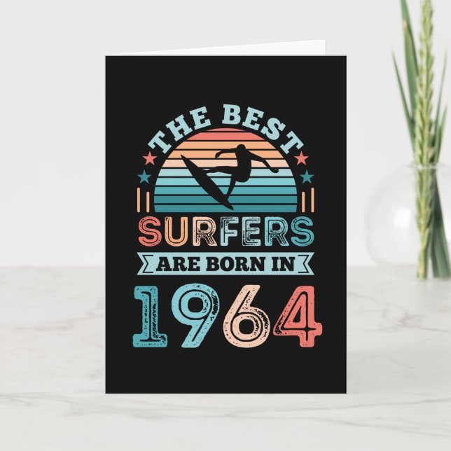 Carte Surfeurs nés 1964 60e anniversaire surfing Cadeau (Devant)