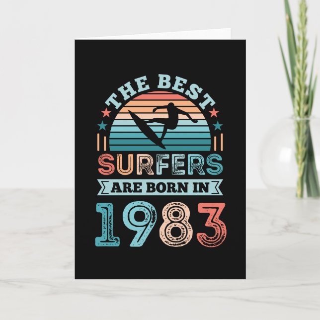 Carte Surfeurs nés 1983 40e anniversaire surfing Cadeau (Devant)