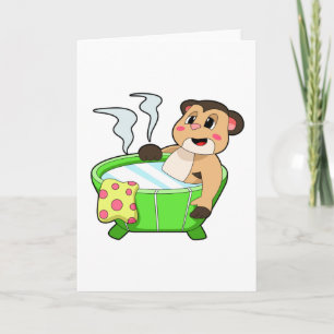 Carte Suricate au bain dans la baignoire
