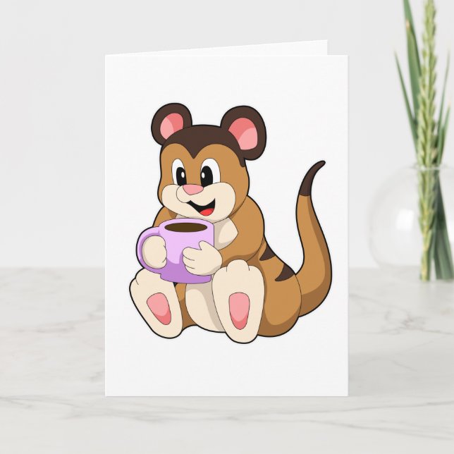 Carte Suricate avec une tasse de café (Devant)