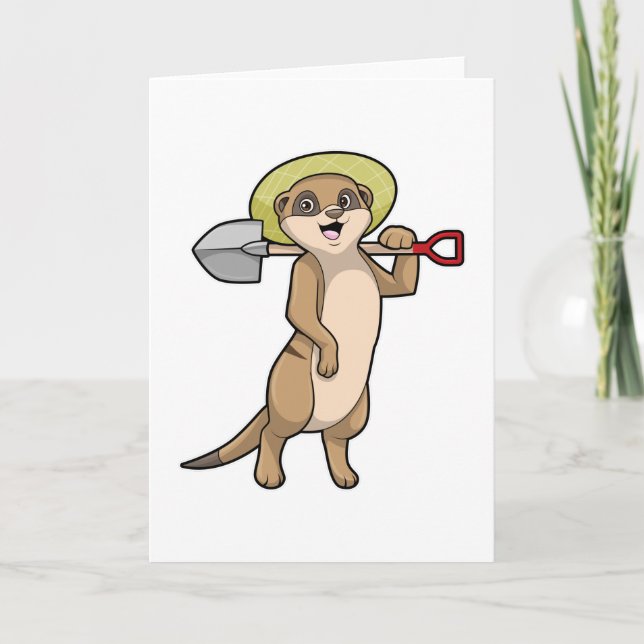 Carte Suricate en agriculteur avec pelle (Devant)