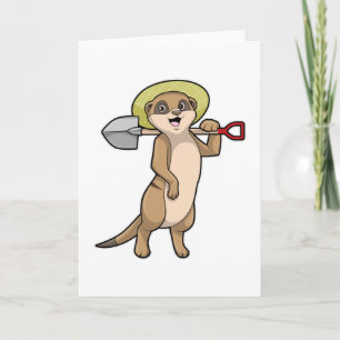 Carte Suricate en agriculteur avec pelle