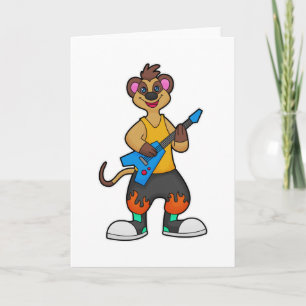 Carte Suricate en musicien avec guitare