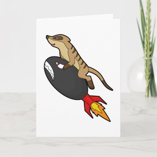 Carte Suricate en Vol avec Fusée (Devant)