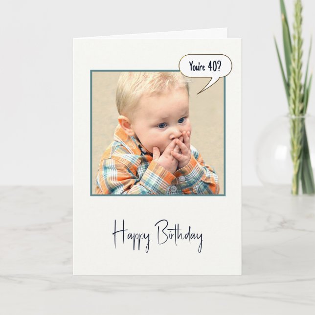 Carte Surpris Petit Garçon Pour 40e Anniversaire (Devant)