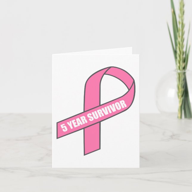 Carte Survivant de 5 ans (Cancer du sein - Ruban rose) (Devant)
