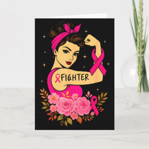 Carte Survivante du cancer du sein Rosie Riveter Rose Se