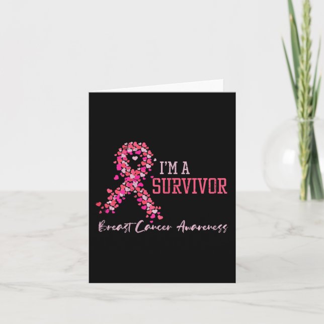 Carte Survivor Pink Ribbons Coeurs Cancer du sein Sensib (Devant)