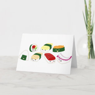 Carte Sushi de Kawaii avec des visages