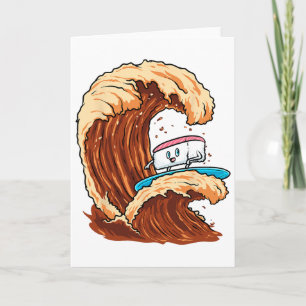 Carte Sushi Funny Surfeur Surfant la Vague de Sauce Soja