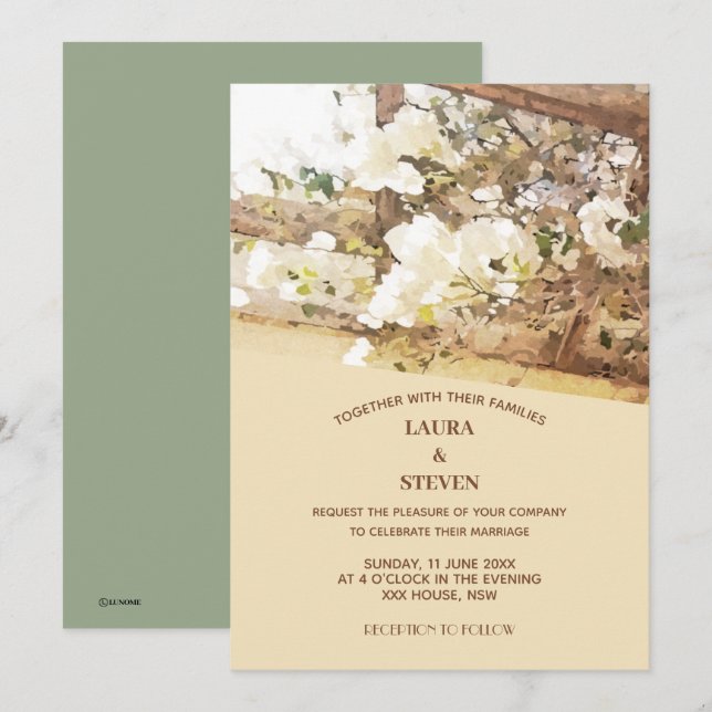 Carte Suspension des fleurs de jasmin Mariage (Devant / Derrière)